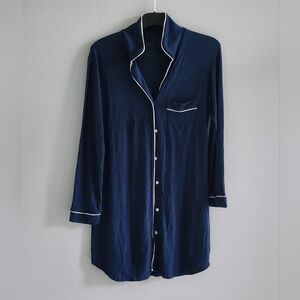 SUPER SOFT Navy Blue Button-Up Nightgown